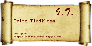 Iritz Timótea névjegykártya